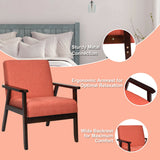 Solid Rubber Wood Fabric Accent Armchair