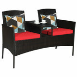 Modern Patio Conversation Set with Built-in Coffee Table and Cushions