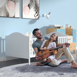 2-in-1 Classic Convertible Wooden Toddler Bed with 2 Side Guardrails for Extra Safety-White