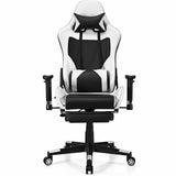 PU Leather Gaming Chair with USB Massage and Lumbar Pillow Footrest