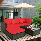 5 Pieces Outdoor Patio Rattan Furniture Set With Cushions