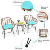 3 Pieces Patio Rattan Bistro Set with Cushion