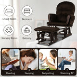 Wood Glider and Ottoman Set with Padded Armrests and Detachable Cushion