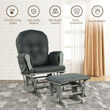 Baby Nursery Relax Rocker Rocking Chair Glider and Ottoman Set-Gray