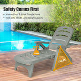 5 Position Adjustable Folding Lounger Chaise Chair on Wheels