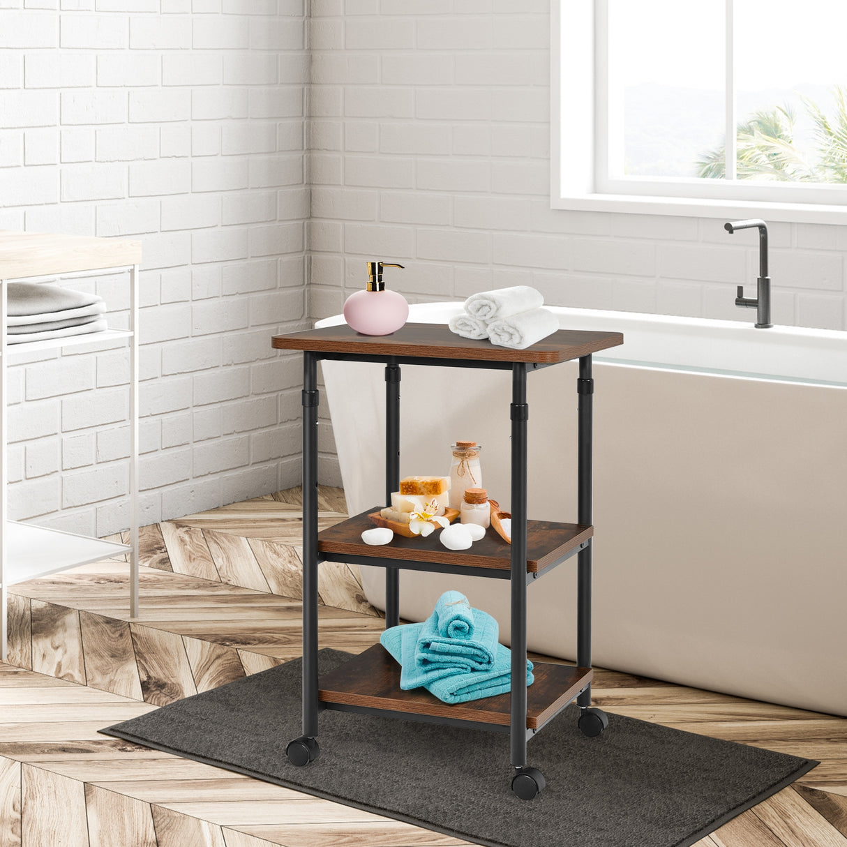 3-tier Adjustable Printer Stand with 360Â° Swivel Casters