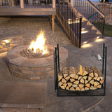 36 Inch Fireplace Log Holder with Kindling Holders and Shovel