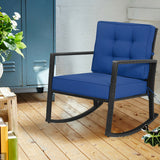 Patio Rattan Rocker Outdoor Glider Rocking Chair Cushion Lawn