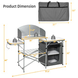 Foldable Outdoor BBQ Portable Grilling Table With Windscreen Bag