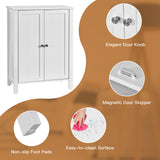 2-Door Bathroom Floor Storage Cabinet with Adjustable Shelf