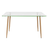 Modern Glass Rectangular Dining Table with Metal Legs