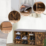 9-cube Adjustable Storage Shoe Bench with Padded Cushion