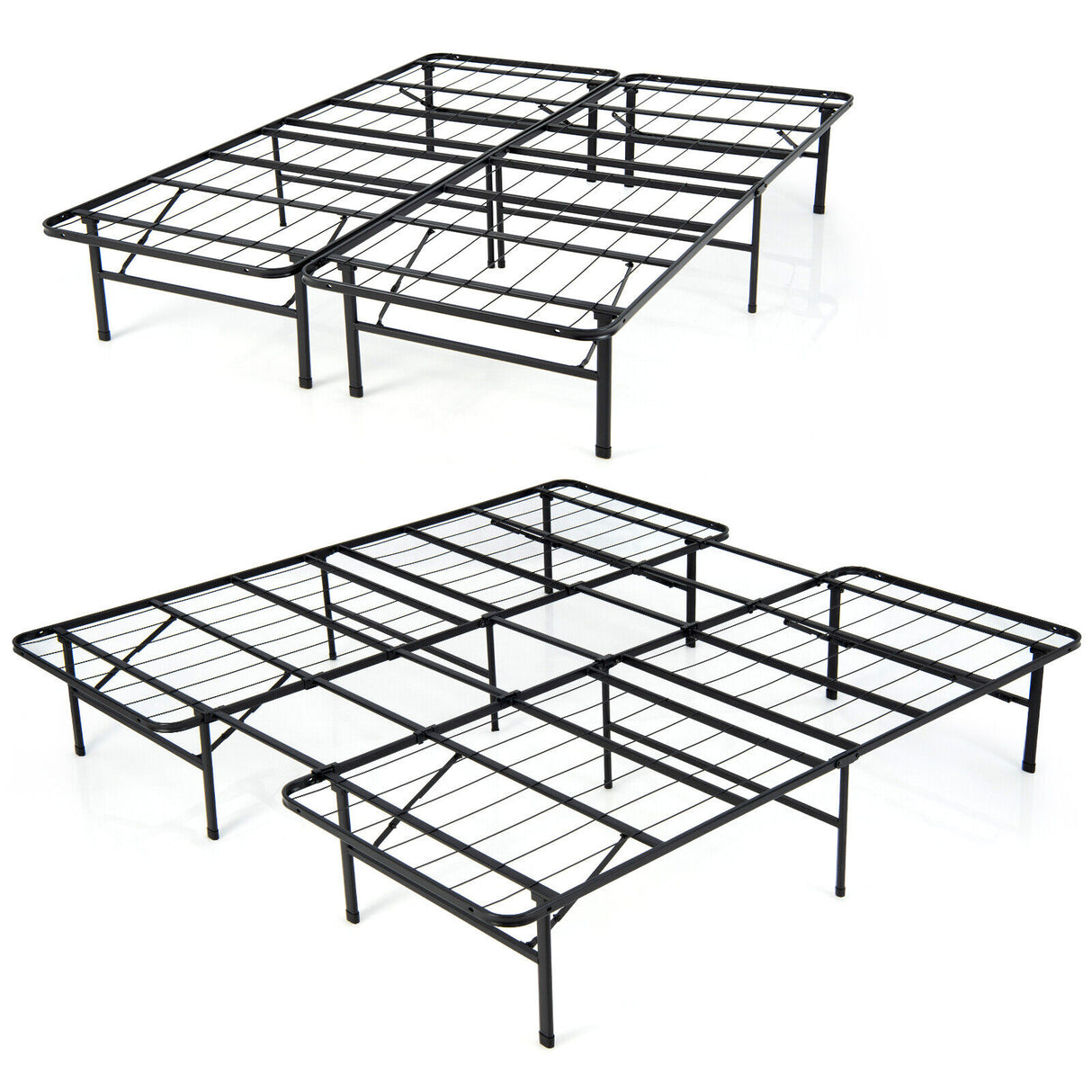Full/King Size Folding Steel Platform Bed Frame for Kids and Adults