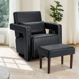 Modern Berber Fleece Single Sofa Chair with Ottoman and Waist Pillow