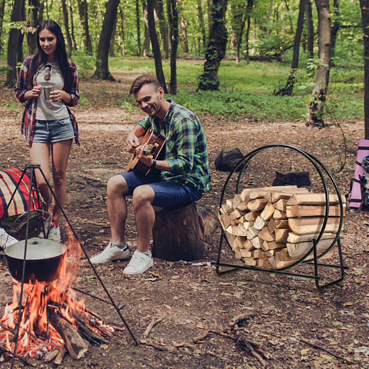 40-inch Tubular Steel Firewood Storage Rack