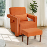 Modern Berber Fleece Single Sofa Chair with Ottoman and Waist Pillow