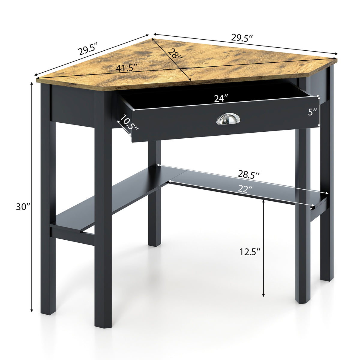 Corner Wooden Piece Laptop Computer Desk