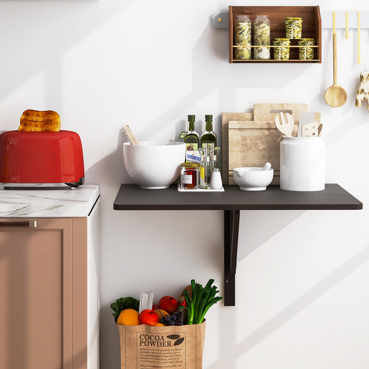 31.5 x 23.5 Inch Wall Mounted Folding Table for Small Spaces