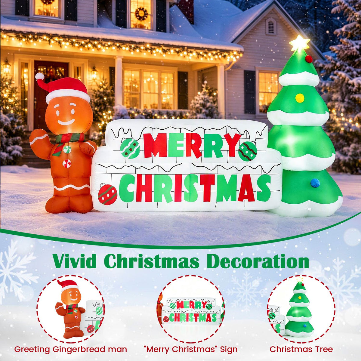 9.5 FT Long Inflatable Merry Christmas Sign Outdoor Decoration