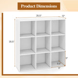 9-Cube Book Shelf Tool-Free Assembly Wooden Bookshelf Modern Bookcase Storage Organizer-White