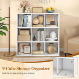 9-Cube Book Shelf Tool-Free Assembly Wooden Bookshelf Modern Bookcase Storage Organizer-White