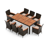10 Piece Outdoor Dining Set with 15 Feet Double-Sided Twin Patio Umbrella