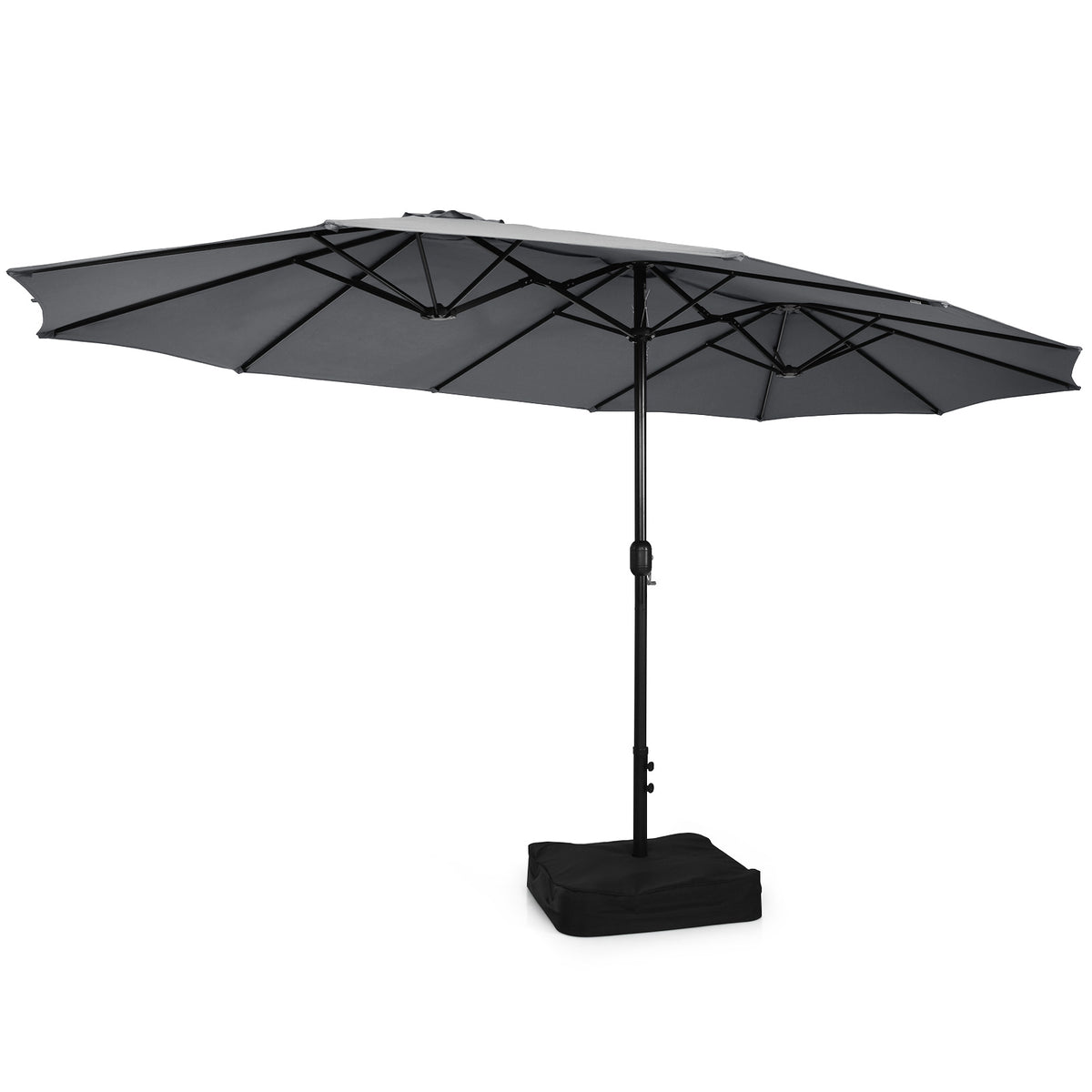 10 Piece Outdoor Dining Set with 15 Feet Double-Sided Twin Patio Umbrella