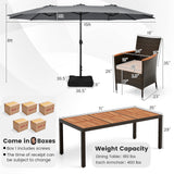 10 Piece Outdoor Dining Set with 15 Feet Double-Sided Twin Patio Umbrella