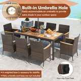 9 Piece Outdoor Dining Set with Acacia Wood Table Top