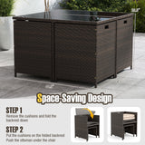 9 Piece Patio Dining Set with Tempered Glass Table and Ottoman