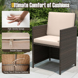 9 Piece Patio Dining Set with Tempered Glass Table and Ottoman