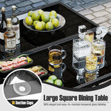 9 Piece Patio Dining Set with Tempered Glass Table and Ottoman