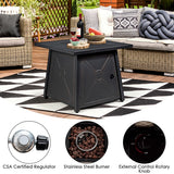 9 Piece Weatherproof Rattan Patio Conversation Set with 30 Inches Propane Fire Pit Table and Dust Covers