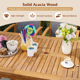 9 Pieces Acacia Wood Patio Dining Set for 6-8