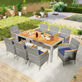 9 Pieces Patio PE Wicker Dining Set for Deck  Garden and Yard