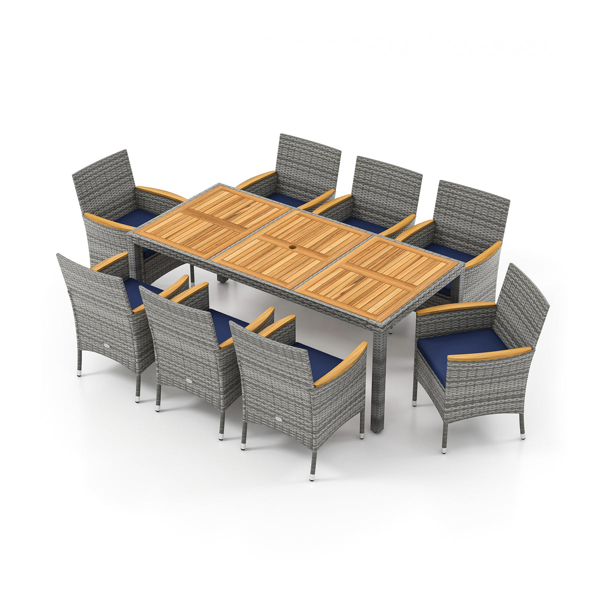 9 Pieces Patio PE Wicker Dining Set for Deck  Garden and Yard