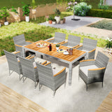 9 Pieces Patio PE Wicker Dining Set for Deck  Garden and Yard