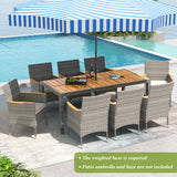 9 Pieces Patio PE Wicker Dining Set for Deck  Garden and Yard