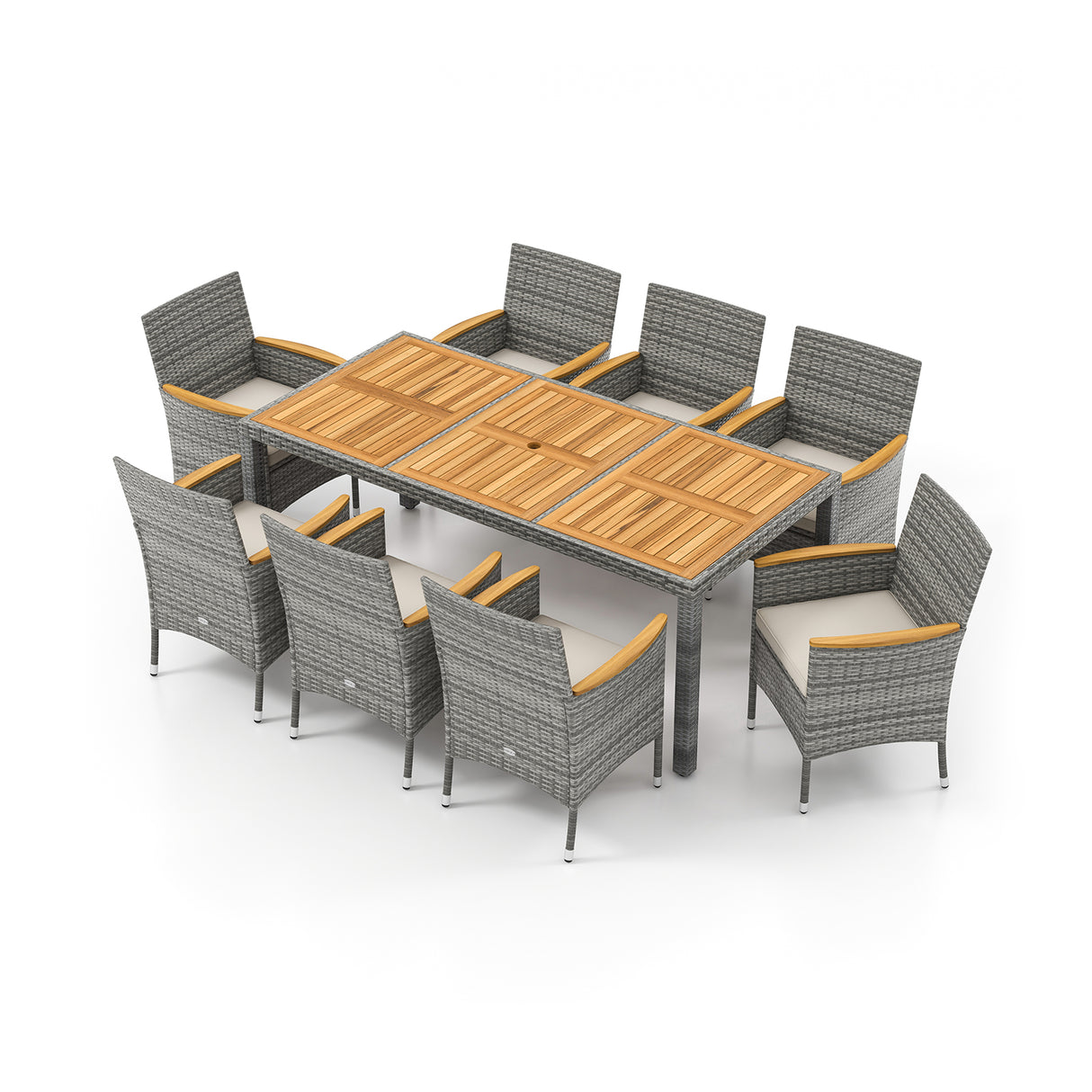 9 Pieces Patio PE Wicker Dining Set for Deck  Garden and Yard