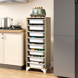 9-Tier Fruit and Vegetable Storage Rack Freestanding Wooden Pantry Organizer Cabinet