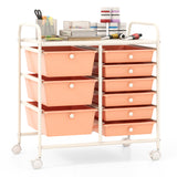 9-Drawer Rolling Storage Cart with Colorful Drawers and Metal Frame