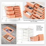 9-Drawer Rolling Storage Cart with Colorful Drawers and Metal Frame
