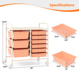9-Drawer Rolling Storage Cart with Colorful Drawers and Metal Frame