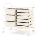 9-Drawer Rolling Storage Cart with Colorful Drawers and Metal Frame
