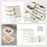 9-Drawer Rolling Storage Cart with Colorful Drawers and Metal Frame