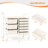 9-Drawer Rolling Storage Cart with Colorful Drawers and Metal Frame