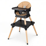 9-in-1 Convertible High Chair with Solid Wood Legs for Babies and Toddlers