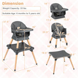 9-in-1 Convertible High Chair with Solid Wood Legs for Babies and Toddlers
