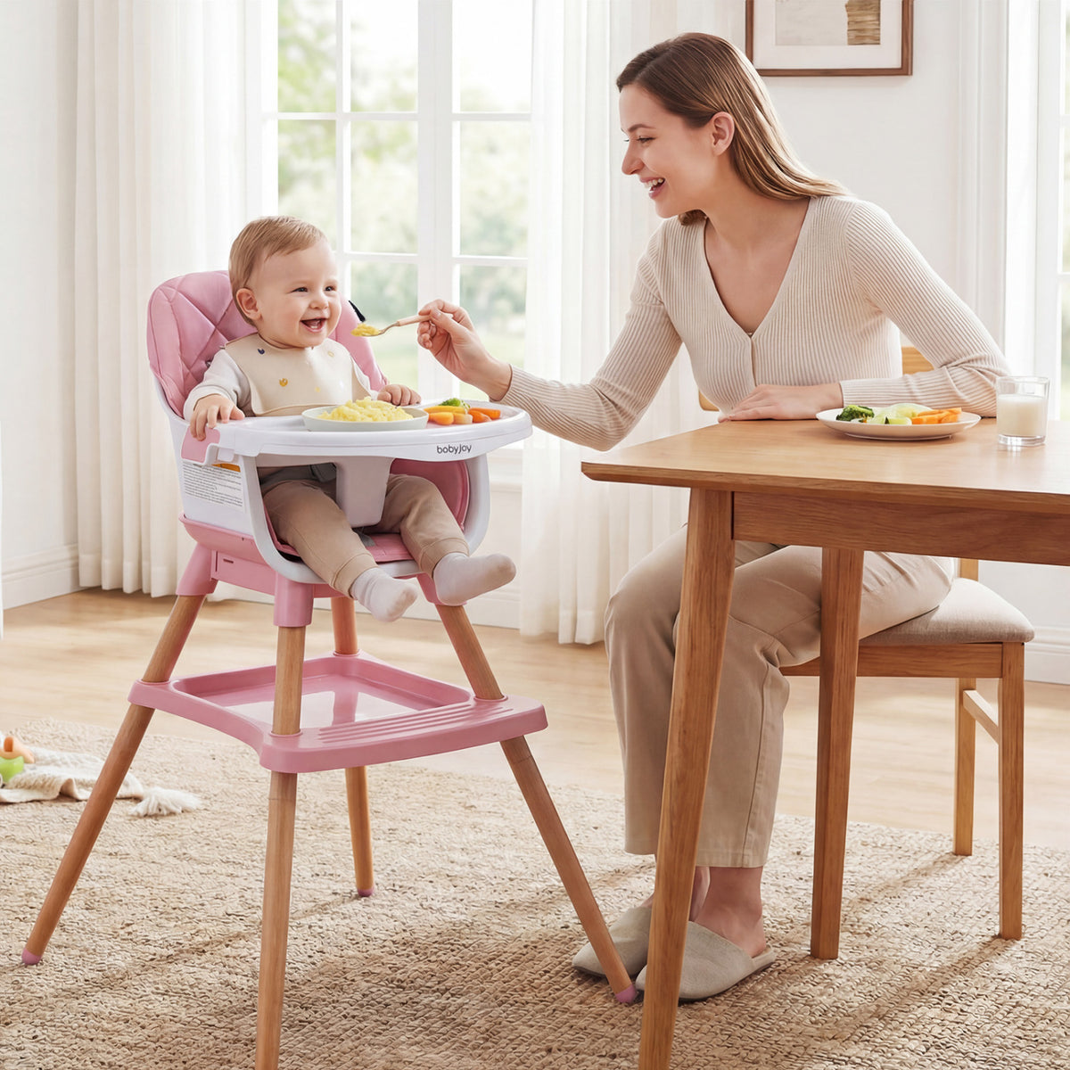 9-in-1 Convertible High Chair for Babies and Toddlers with Seat Cushion