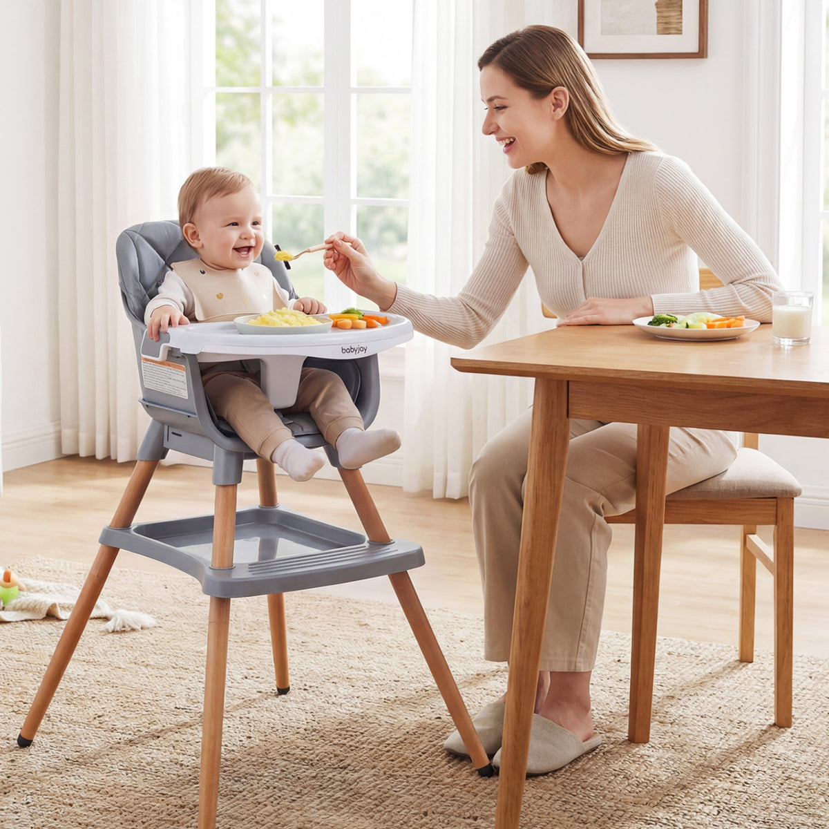 9-in-1 Convertible High Chair for Babies and Toddlers with Seat Cushion